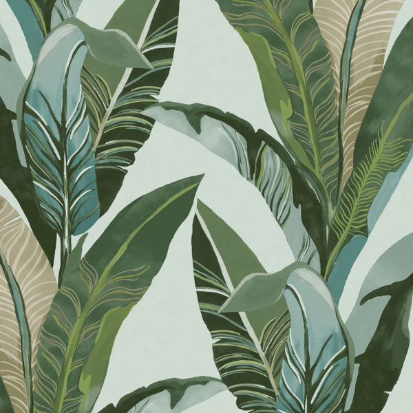 Palm Leaf Wallpaper – Spa Blue